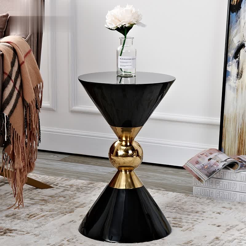 Modern Round Black End Side Table