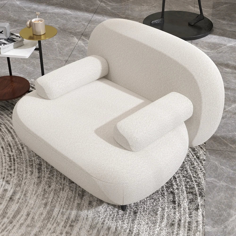 Modern White Cream Boucle Accent Chair