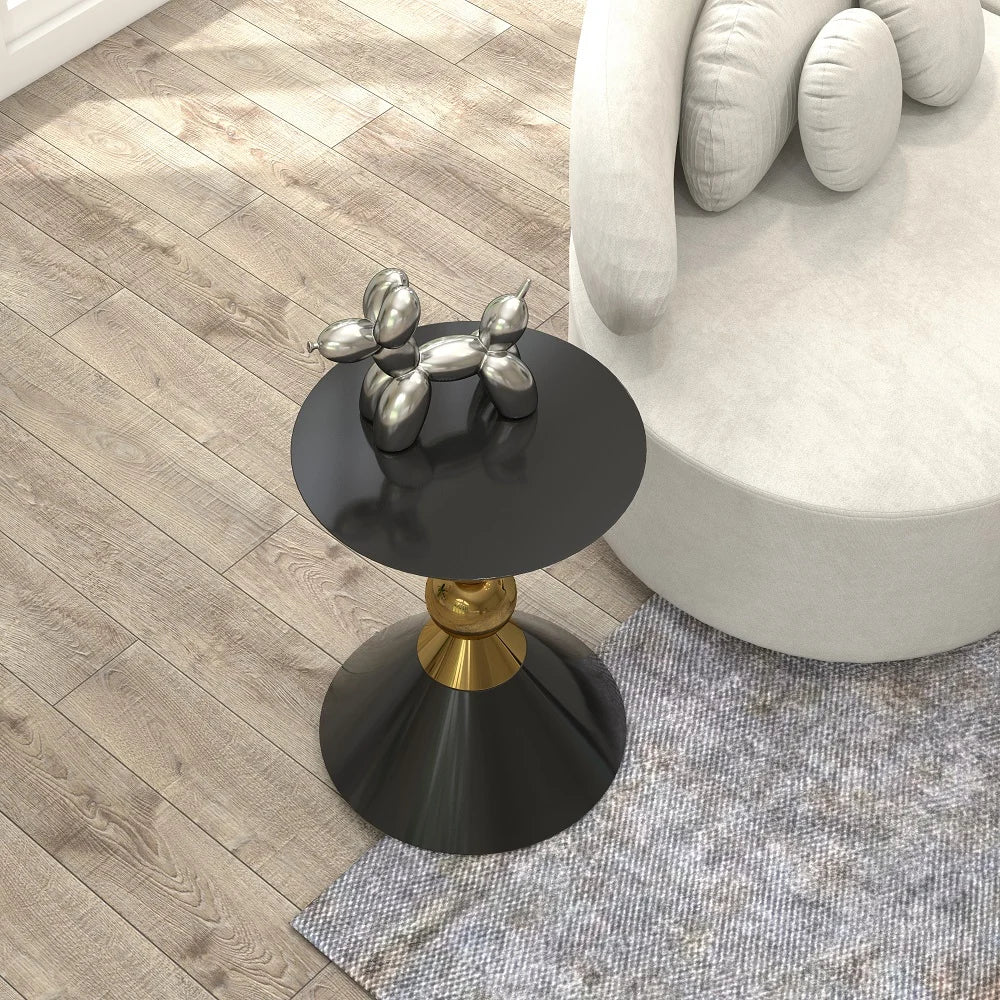 Modern Round Black End Side Table