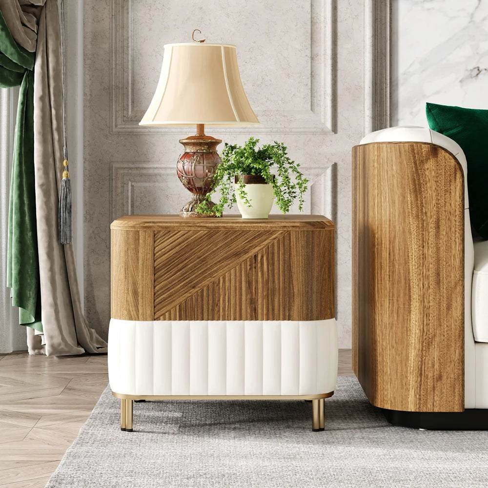 Modern Walnut Wood Narrow Side Table