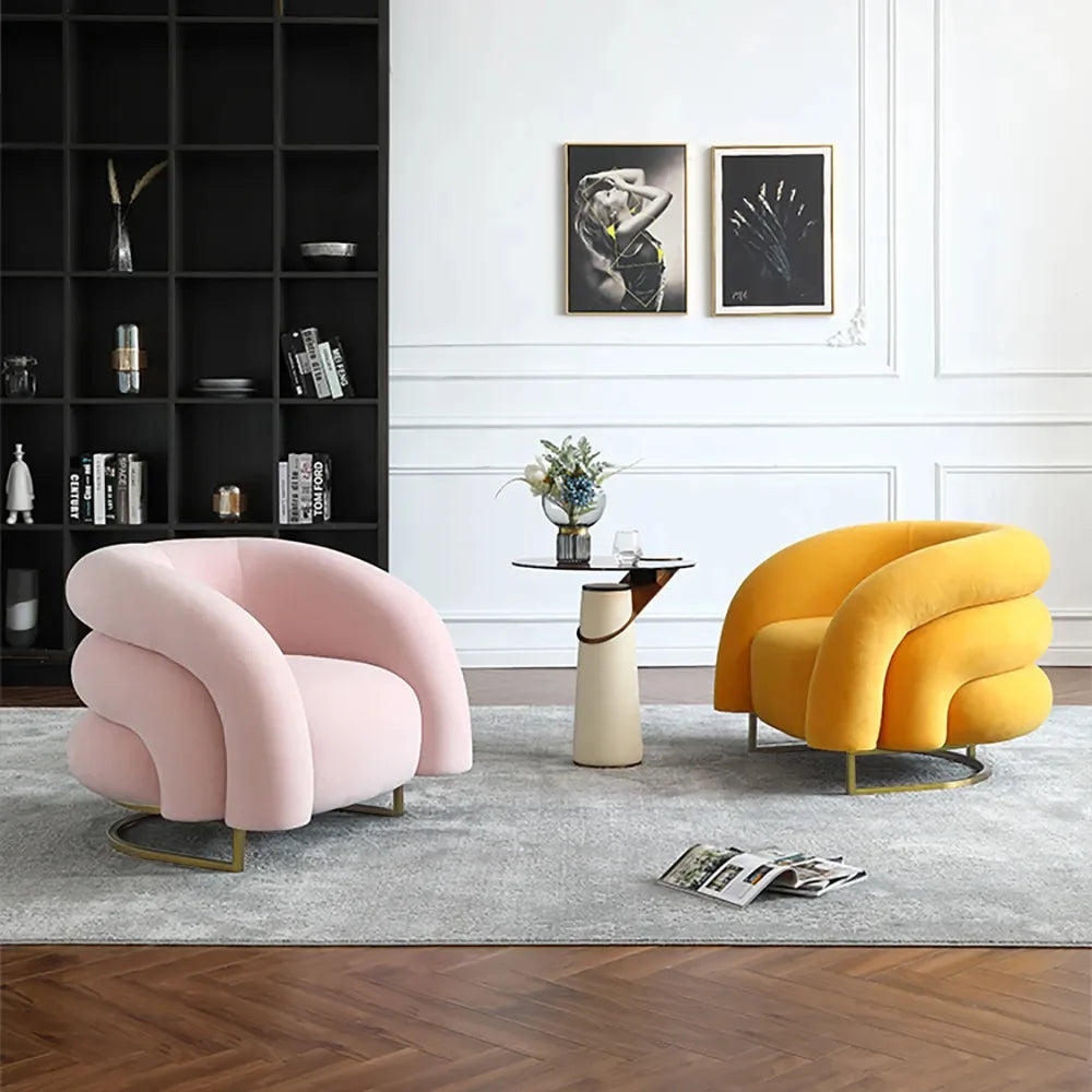 Modern Yellow Velvet Accent Chair