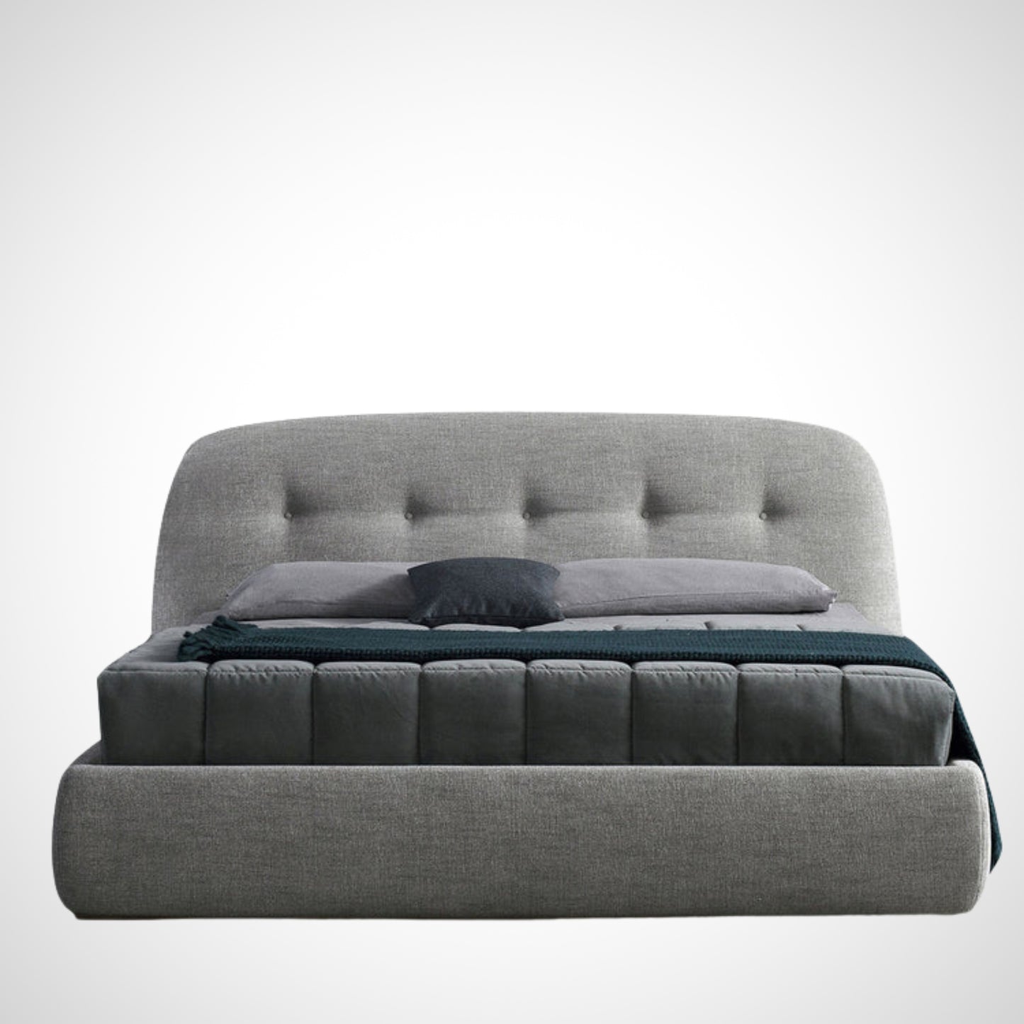 Sophie King-Size Gray Buttoned Headboard Bed