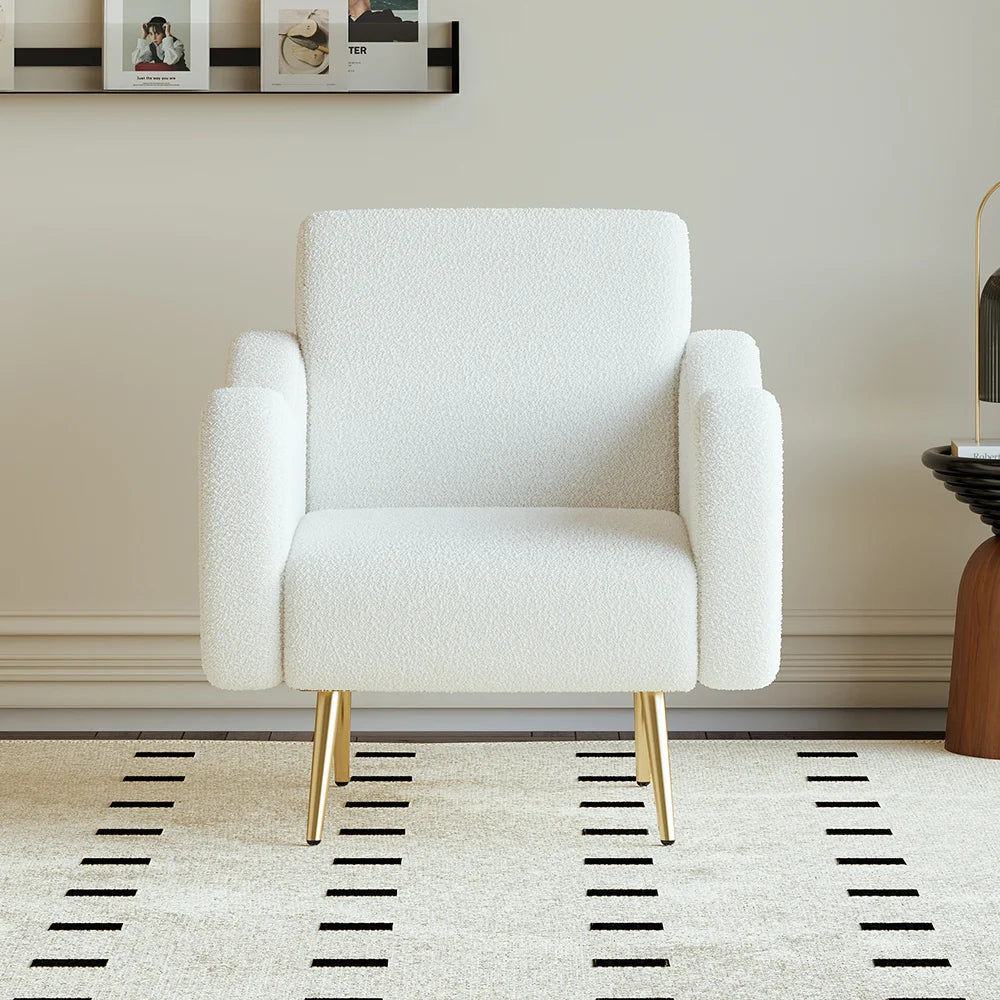 White Boucle Accent Chair