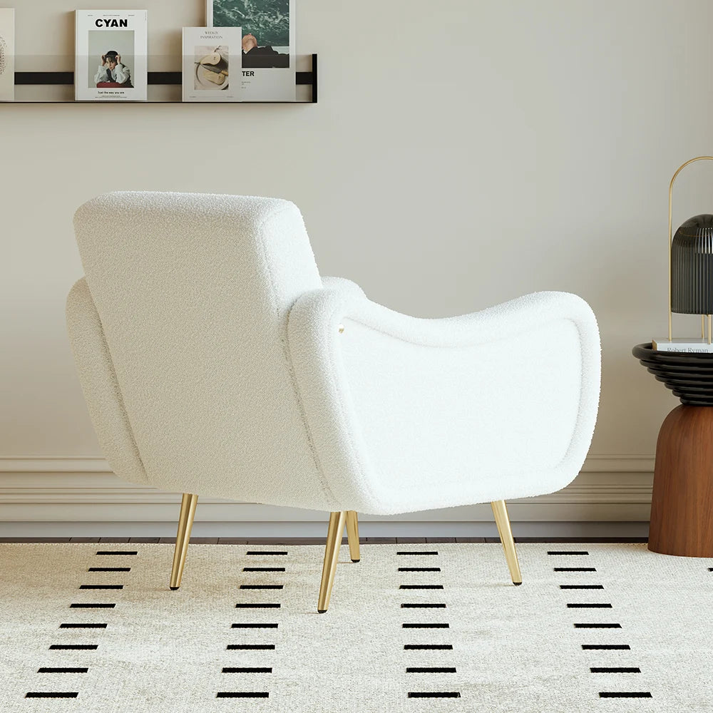 White Boucle Accent Chair