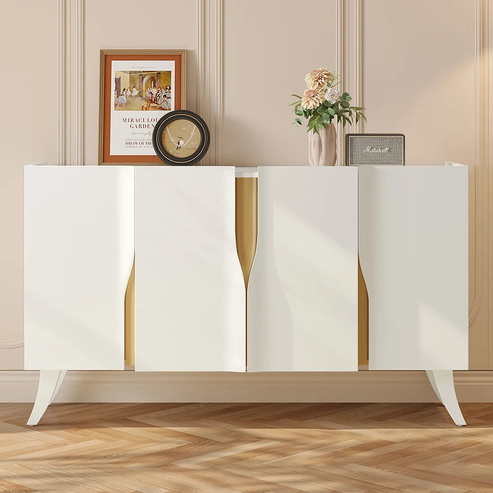 Modern White Curved Sideboard Buffet