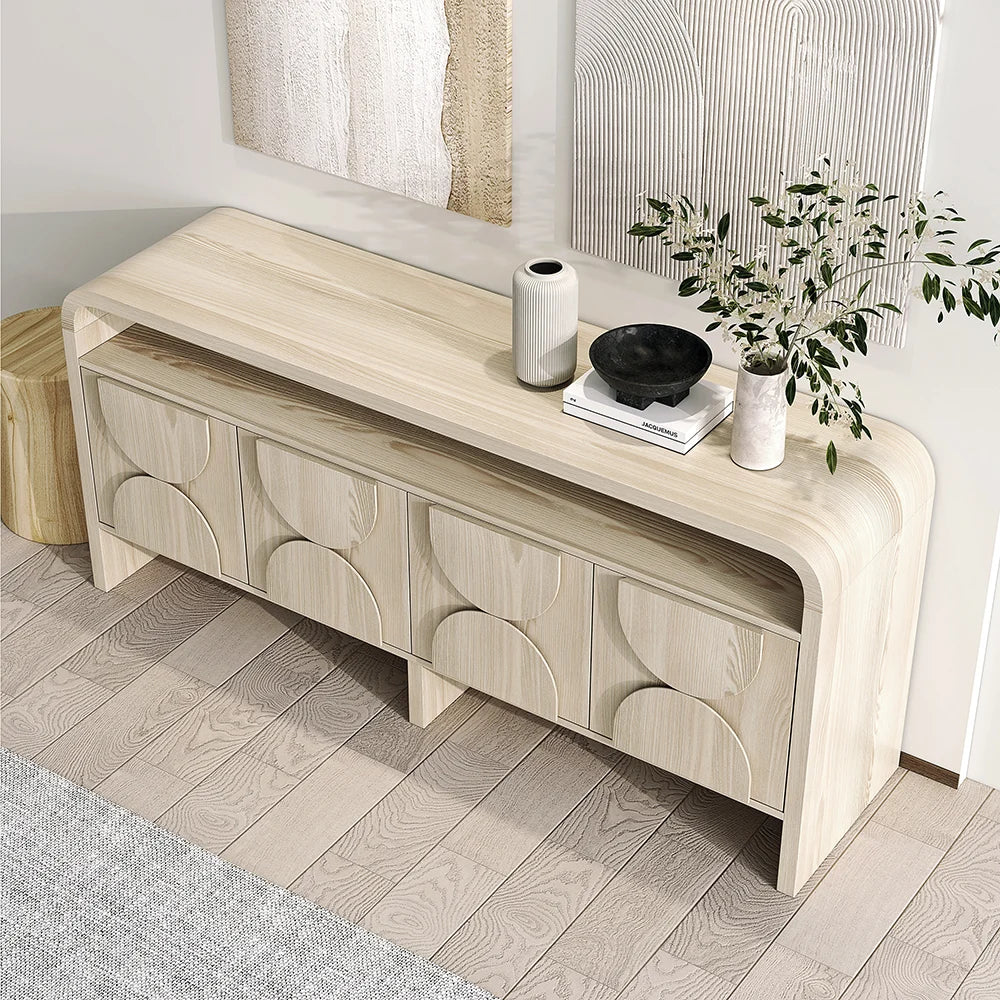 Japandi Distressed Wood Sideboard Buffet