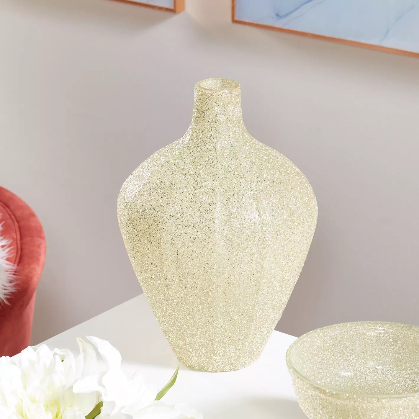 Yvette Shimmer Mosaic Glass Vase