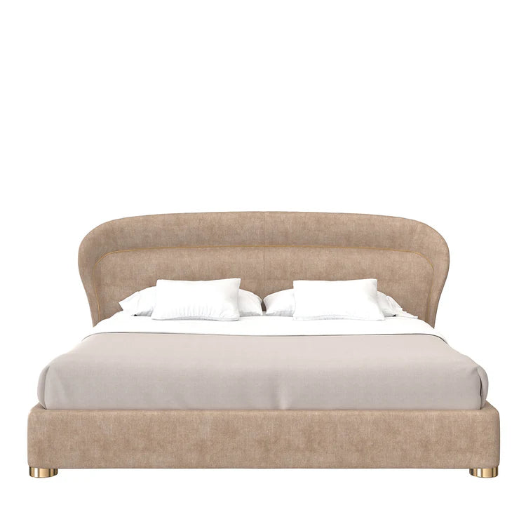 Flare 02 Upholstered Beige Velvet Bed