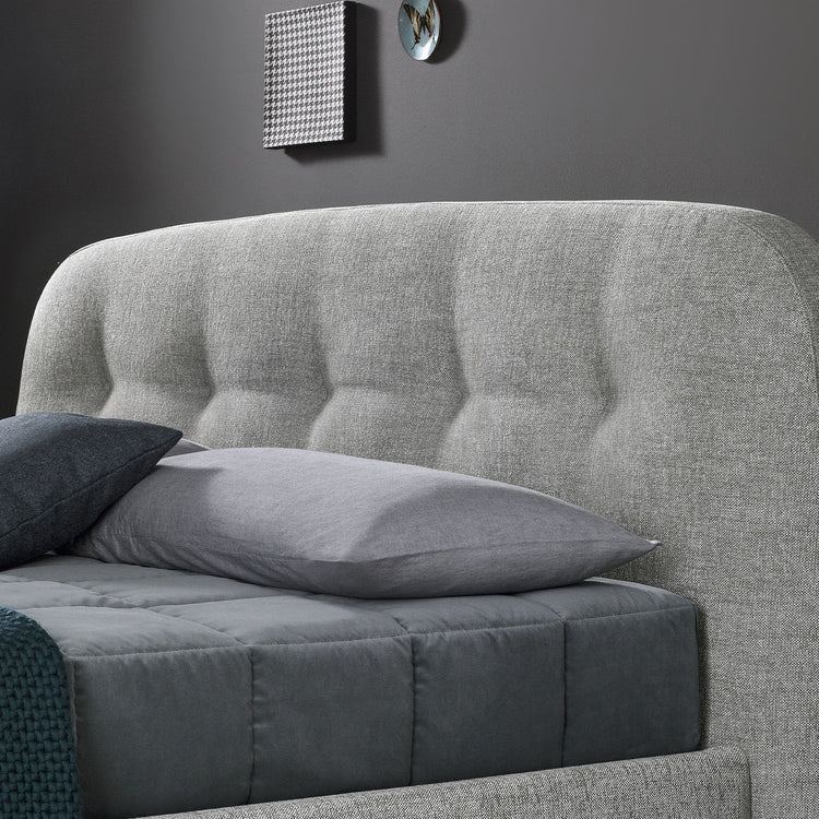 Sophie King-Size Gray Buttoned Headboard Bed
