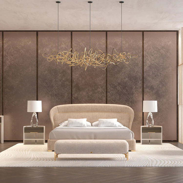 Flare 02 Upholstered Beige Velvet Bed