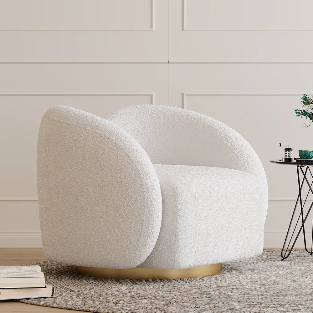 Modern White Swivel Accent Chair