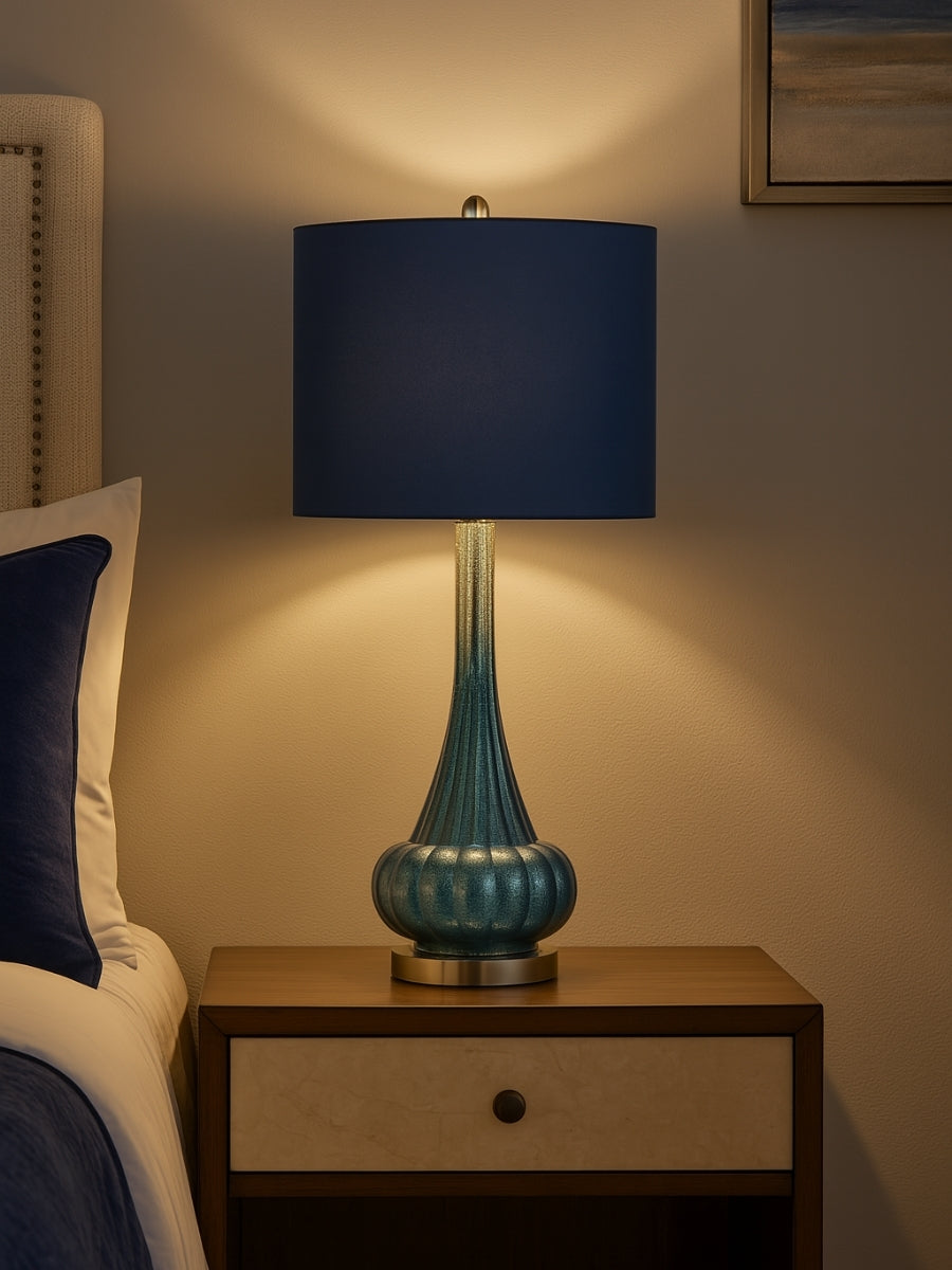Peacock Blue Table Lamp / Pair