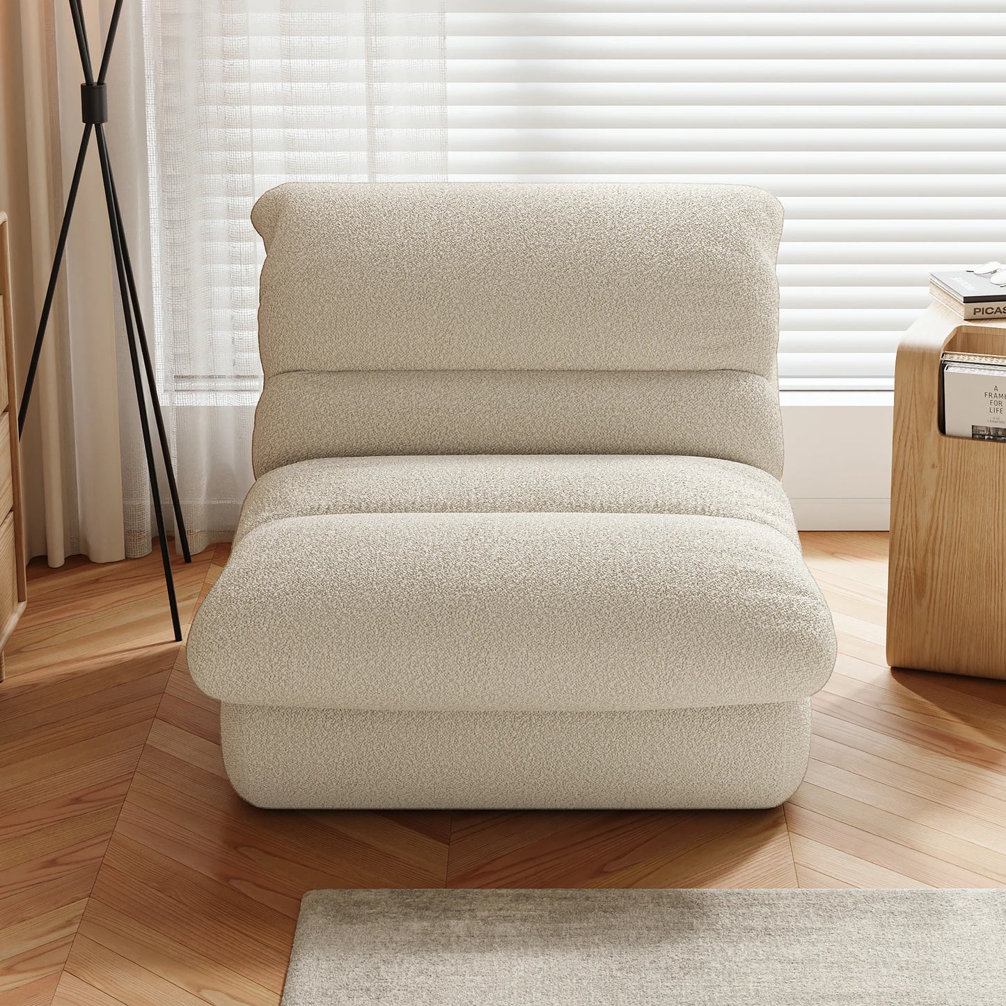 Chenille Armless Accent Chair