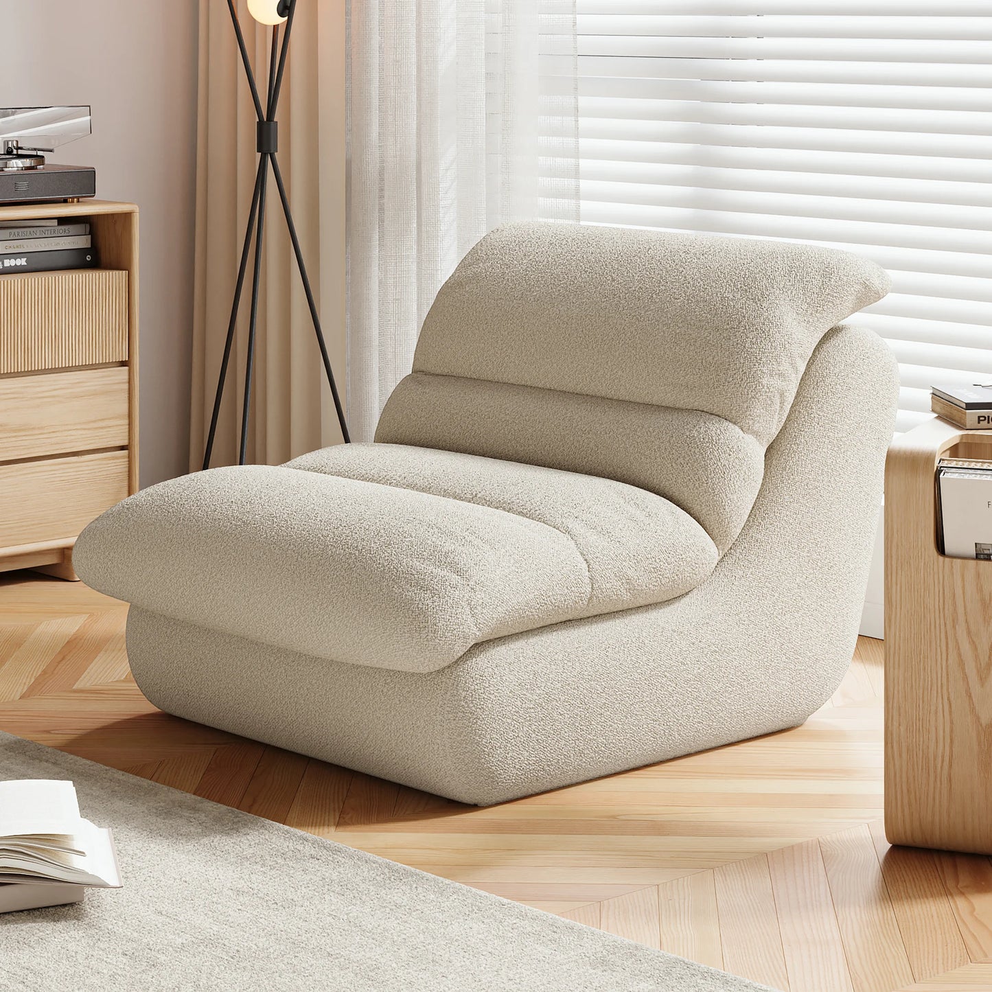 Chenille Armless Accent Chair