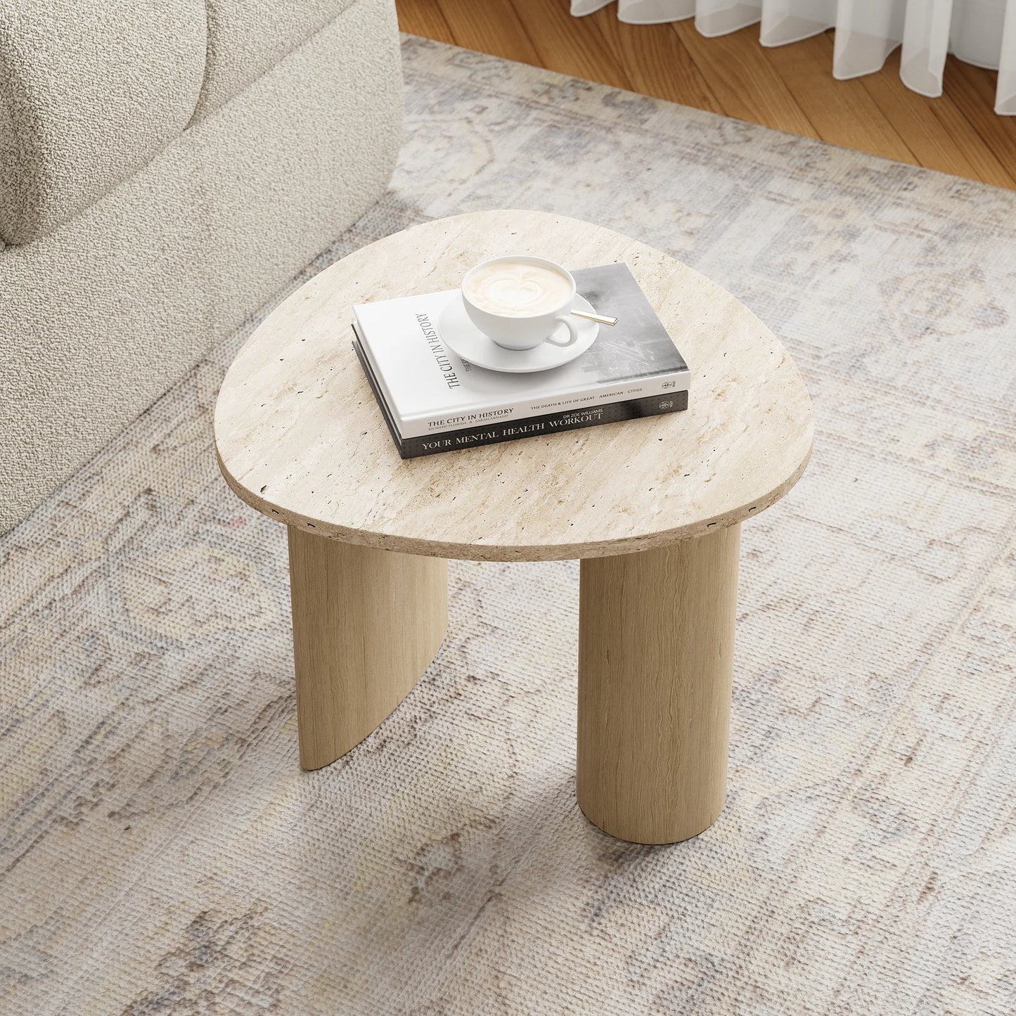Abstract Travertine Natural Side Table