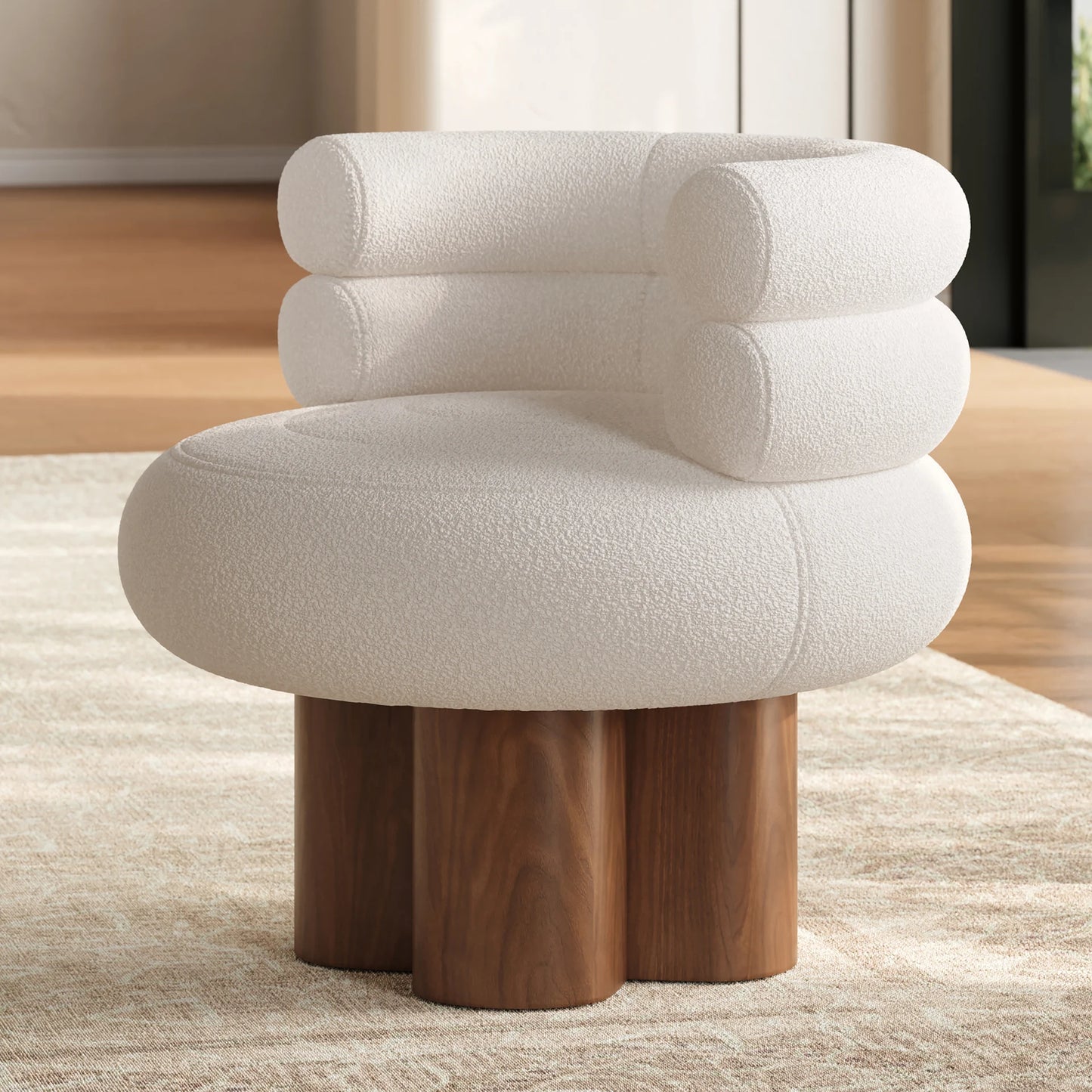 Swivel Boucle Barrel Accent Chair