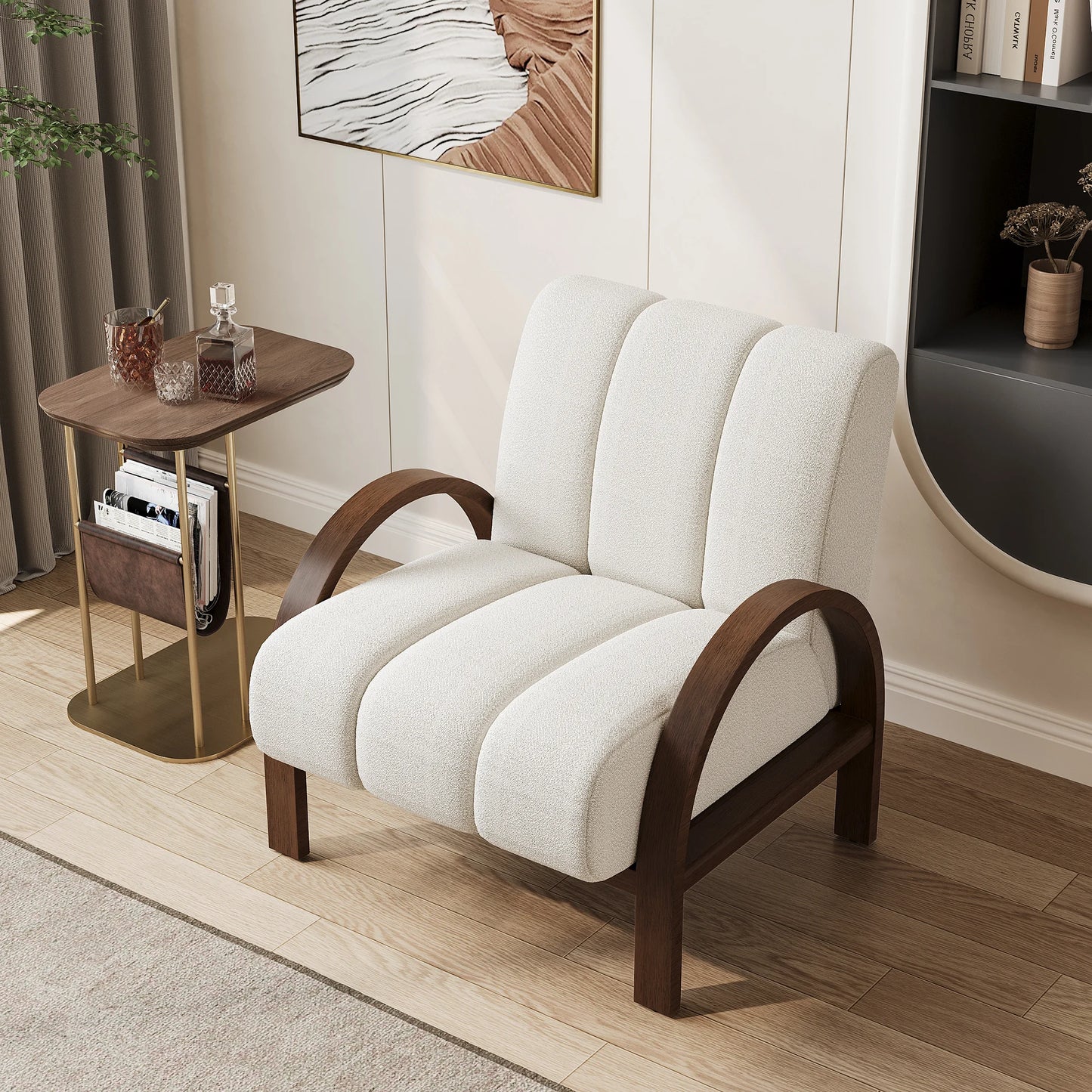 Boucle Ash Wood Accent Chair