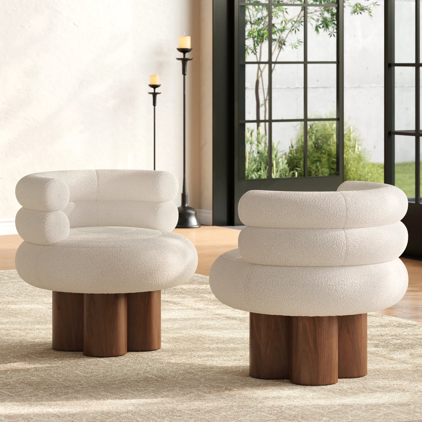 Swivel Boucle Barrel Accent Chair