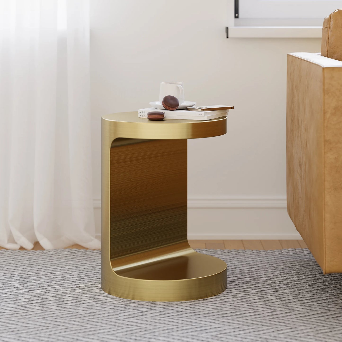 C Shaped Cocktail Side Table