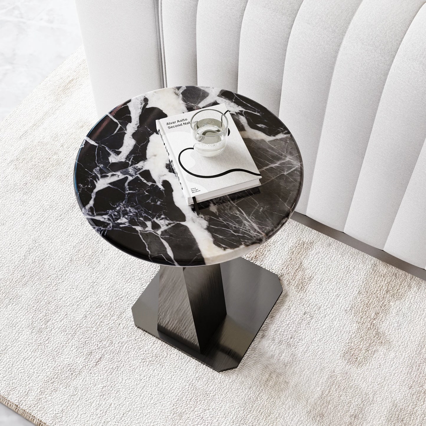 Round Marble Top C-shape Side Table