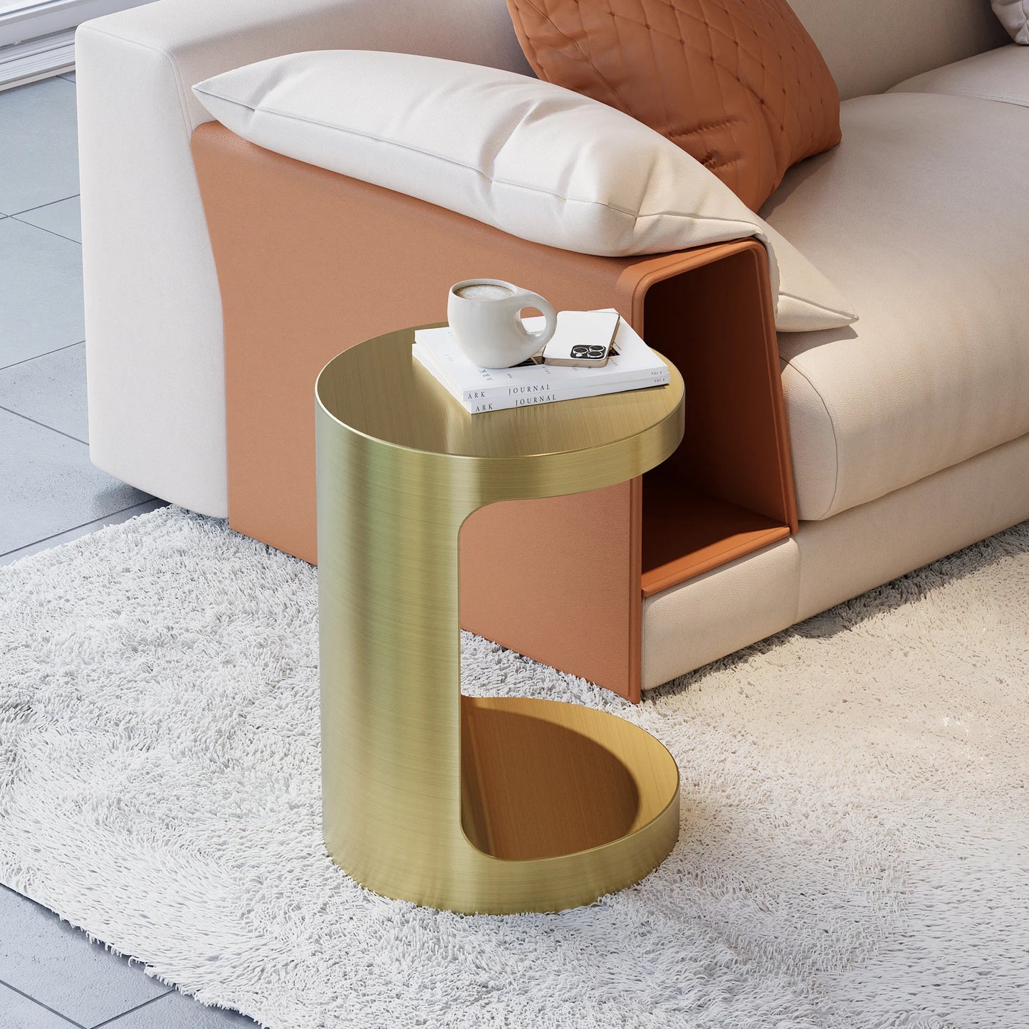 C Shaped Cocktail Side Table