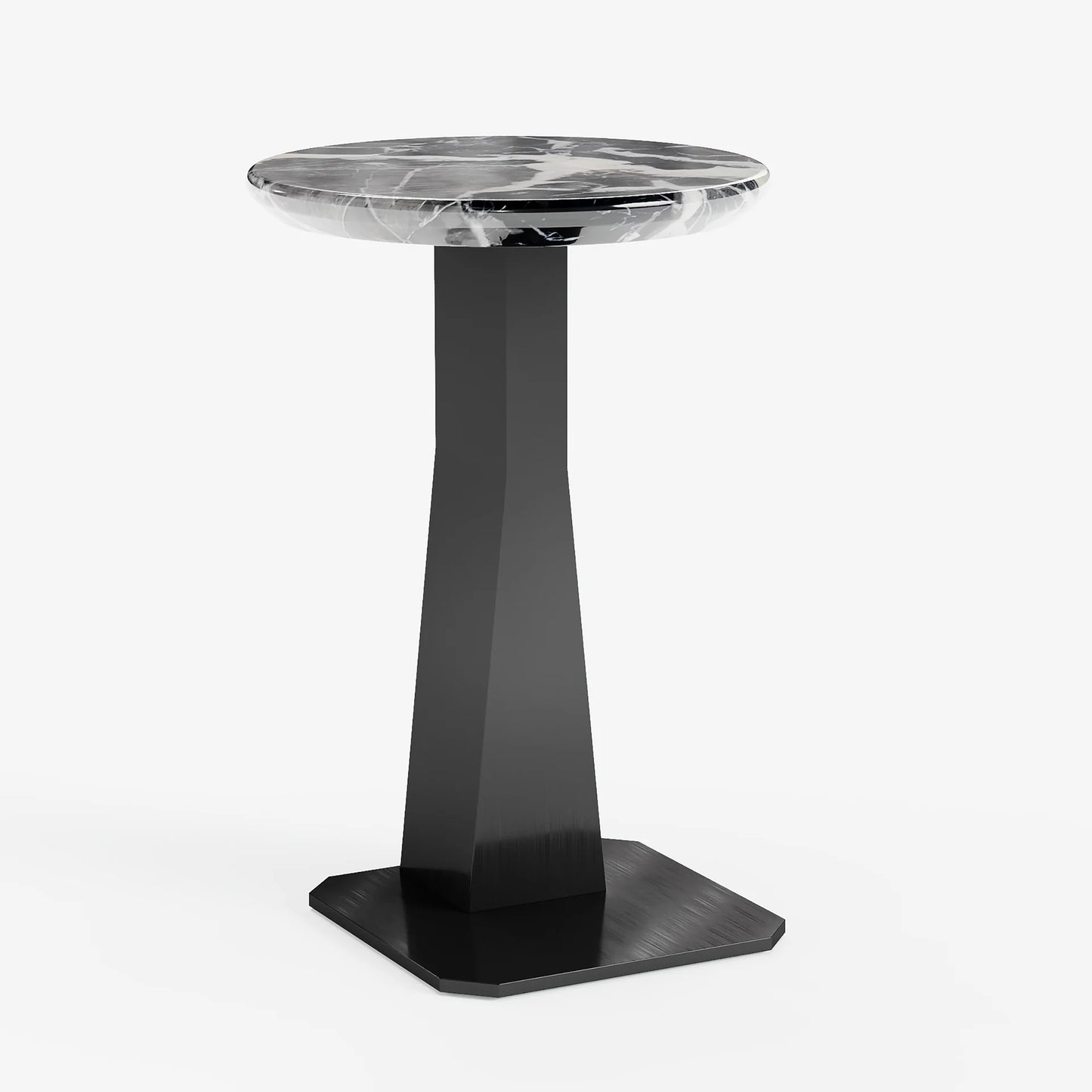 Round Marble Top C-shape Side Table
