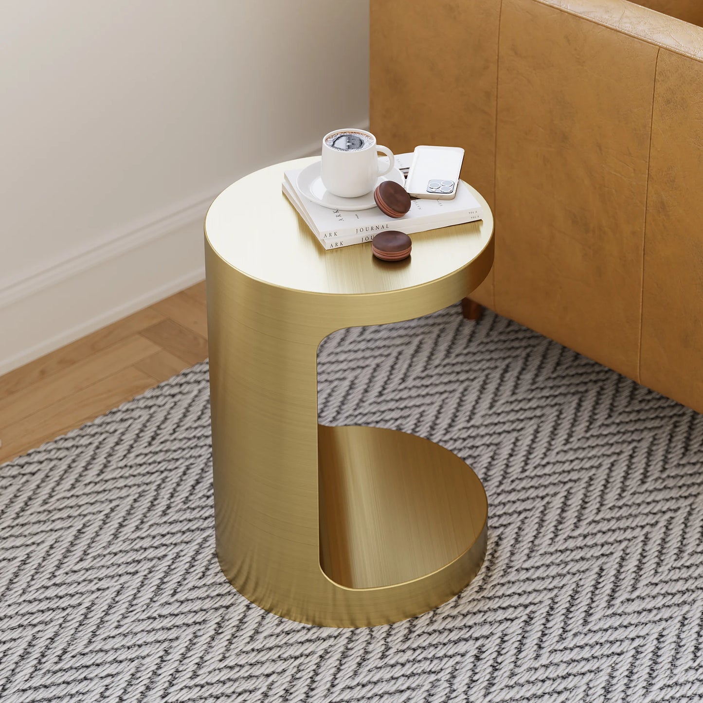 C Shaped Cocktail Side Table