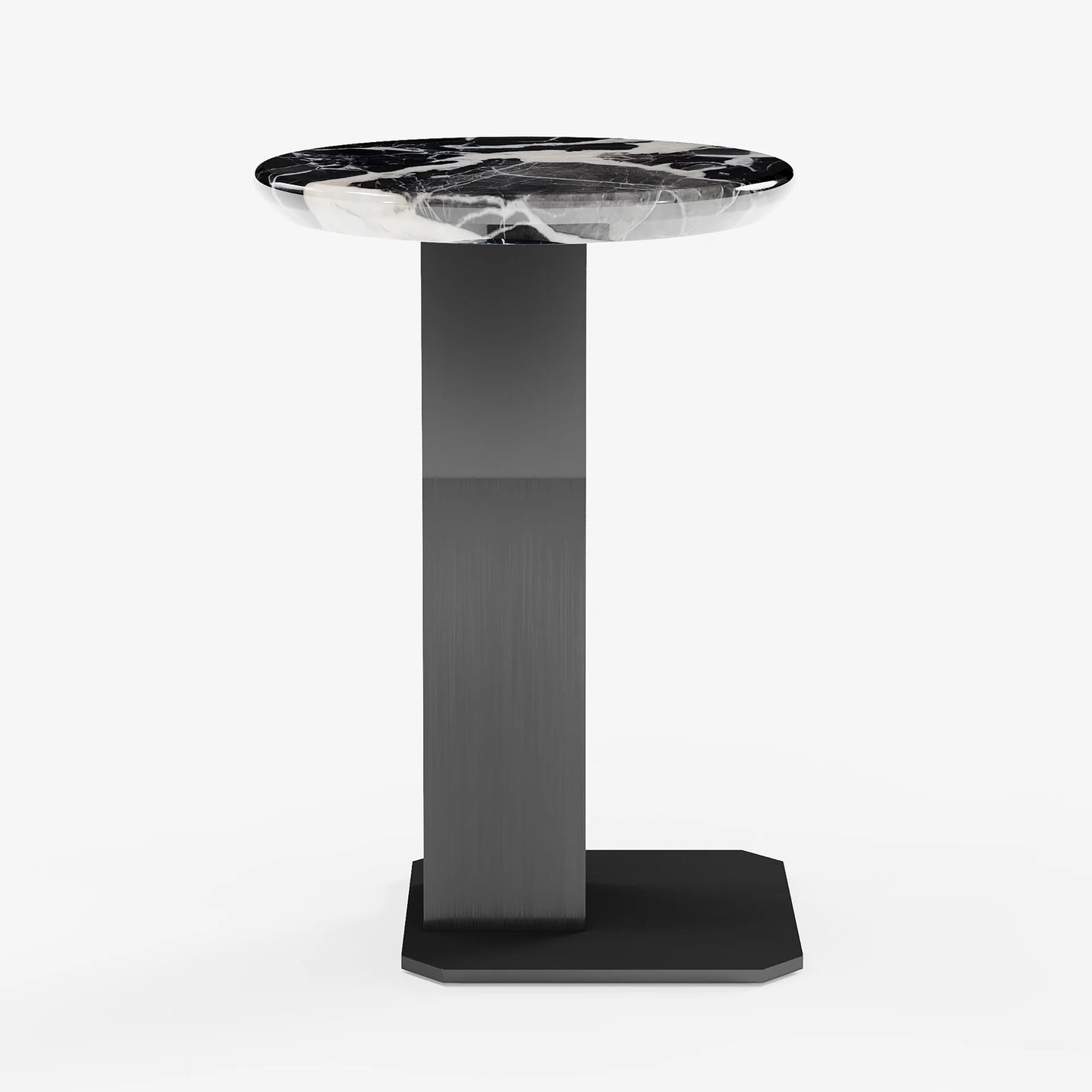 Round Marble Top C-shape Side Table