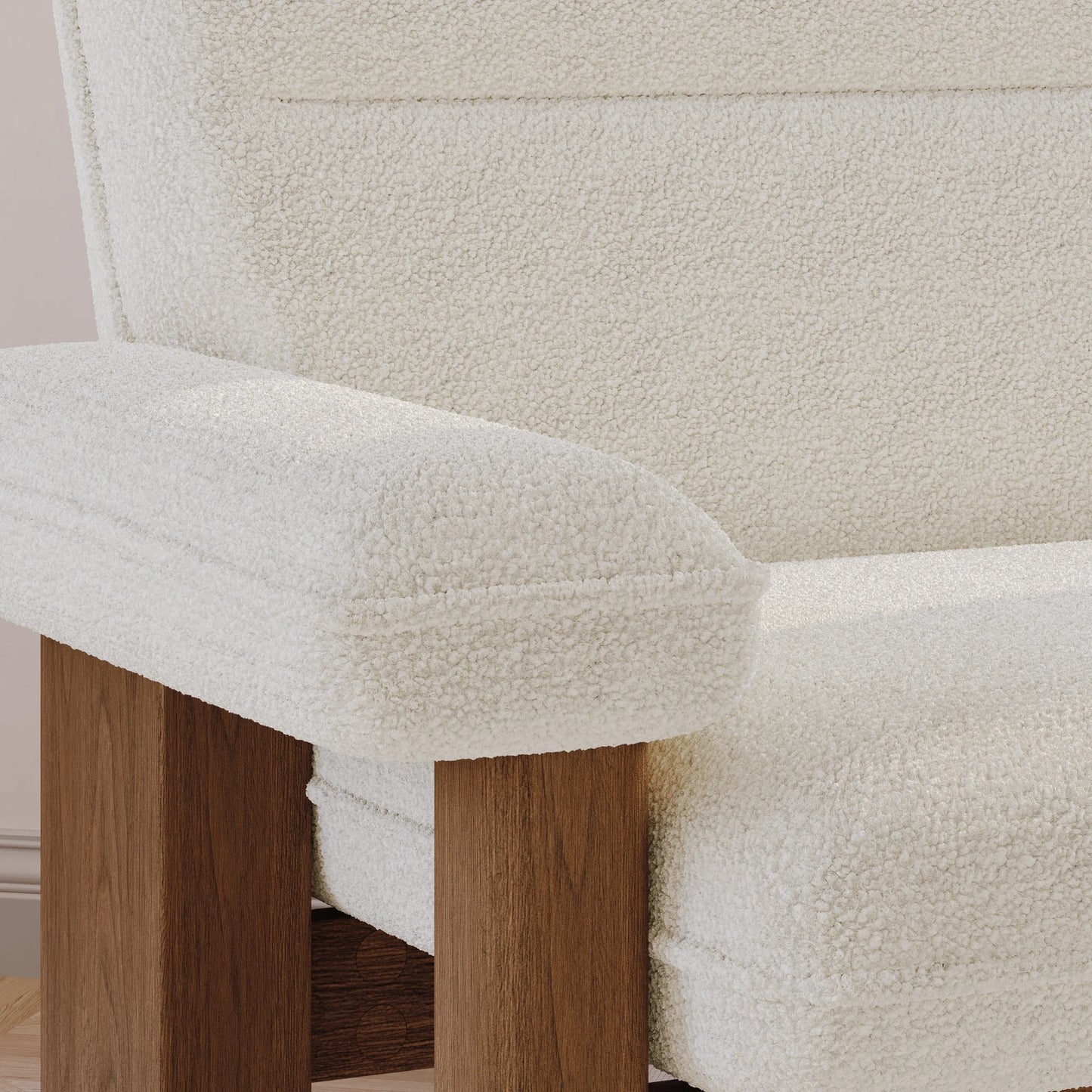 Solid Wood Boucle Accent Chair