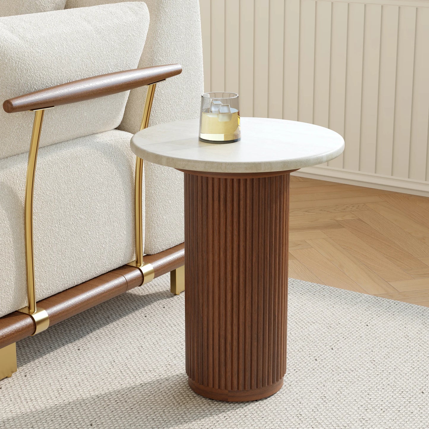 Faux Marble Side Table