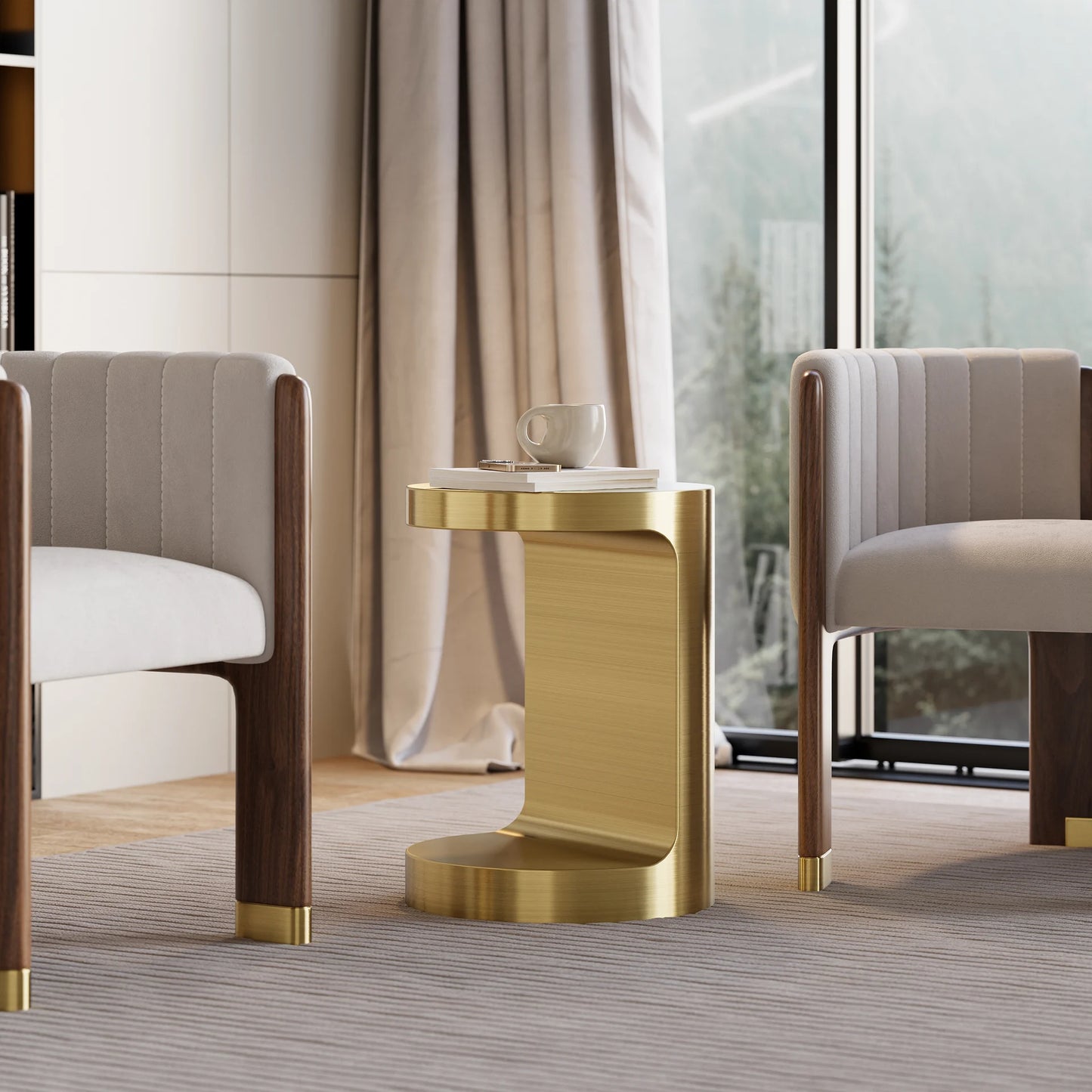 C Shaped Cocktail Side Table
