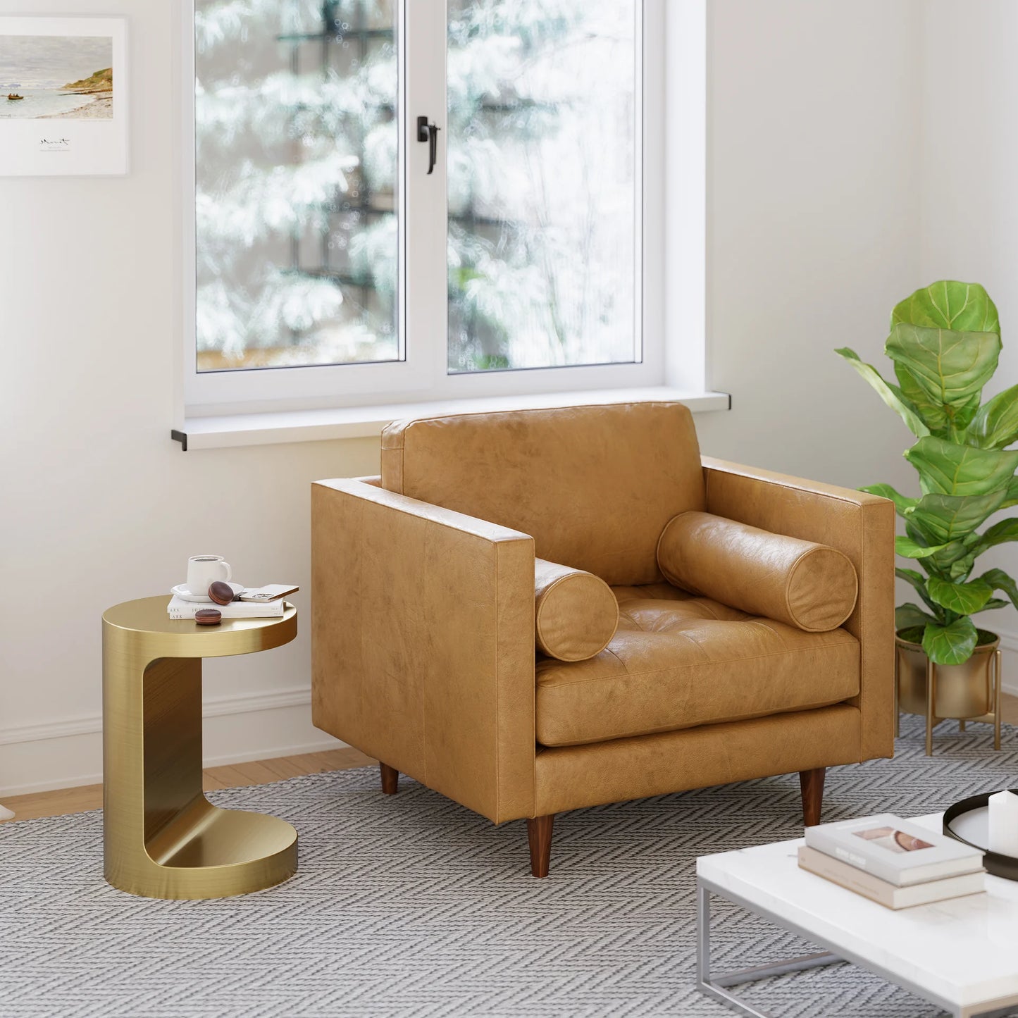 C Shaped Cocktail Side Table