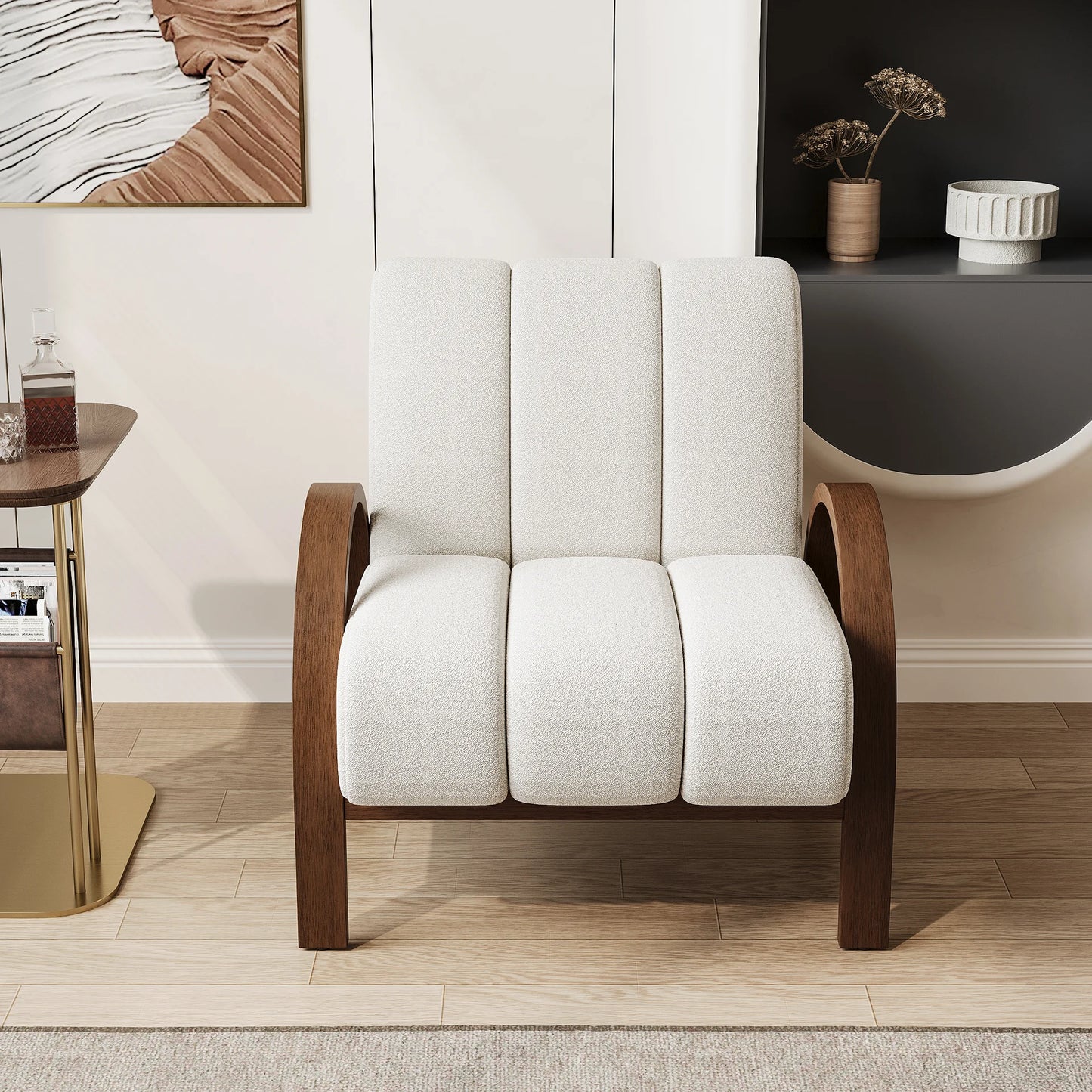 Boucle Ash Wood Accent Chair