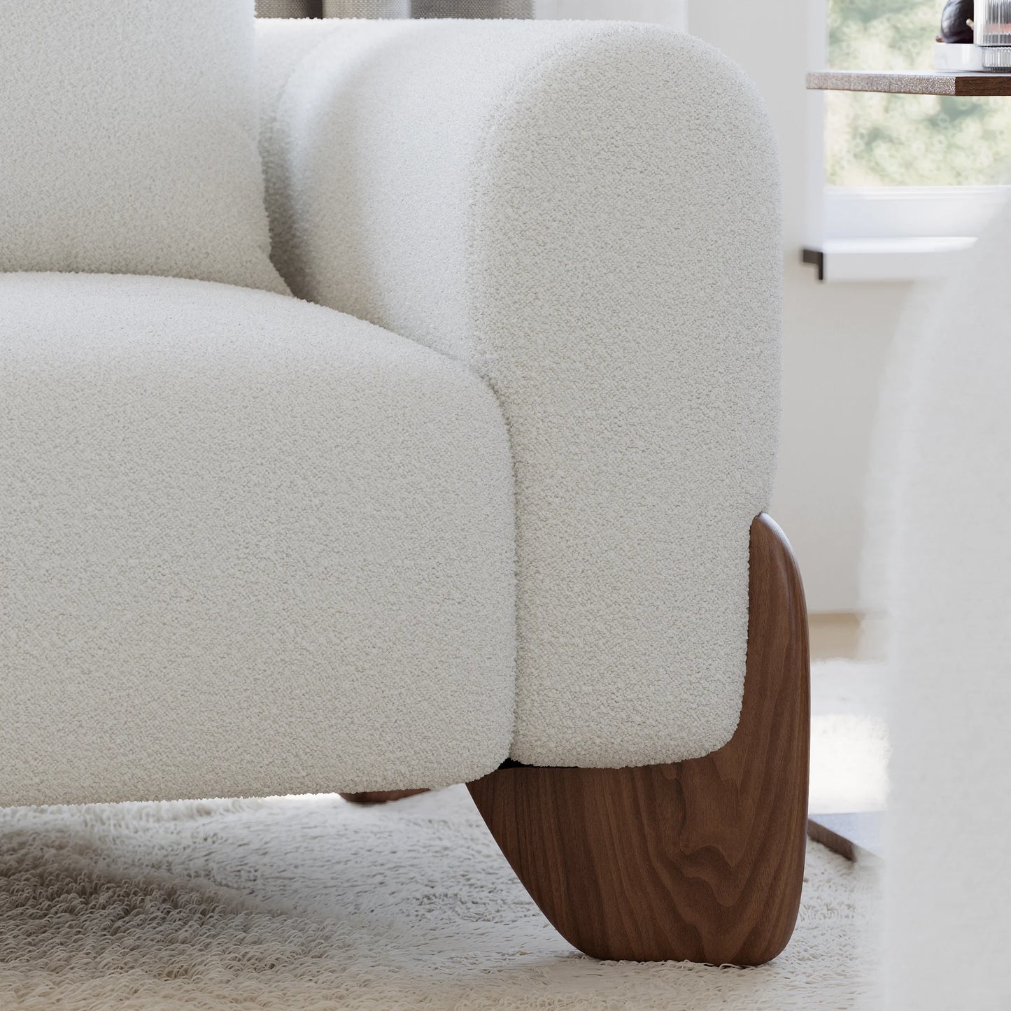 Curva White Boucle Accent Chair