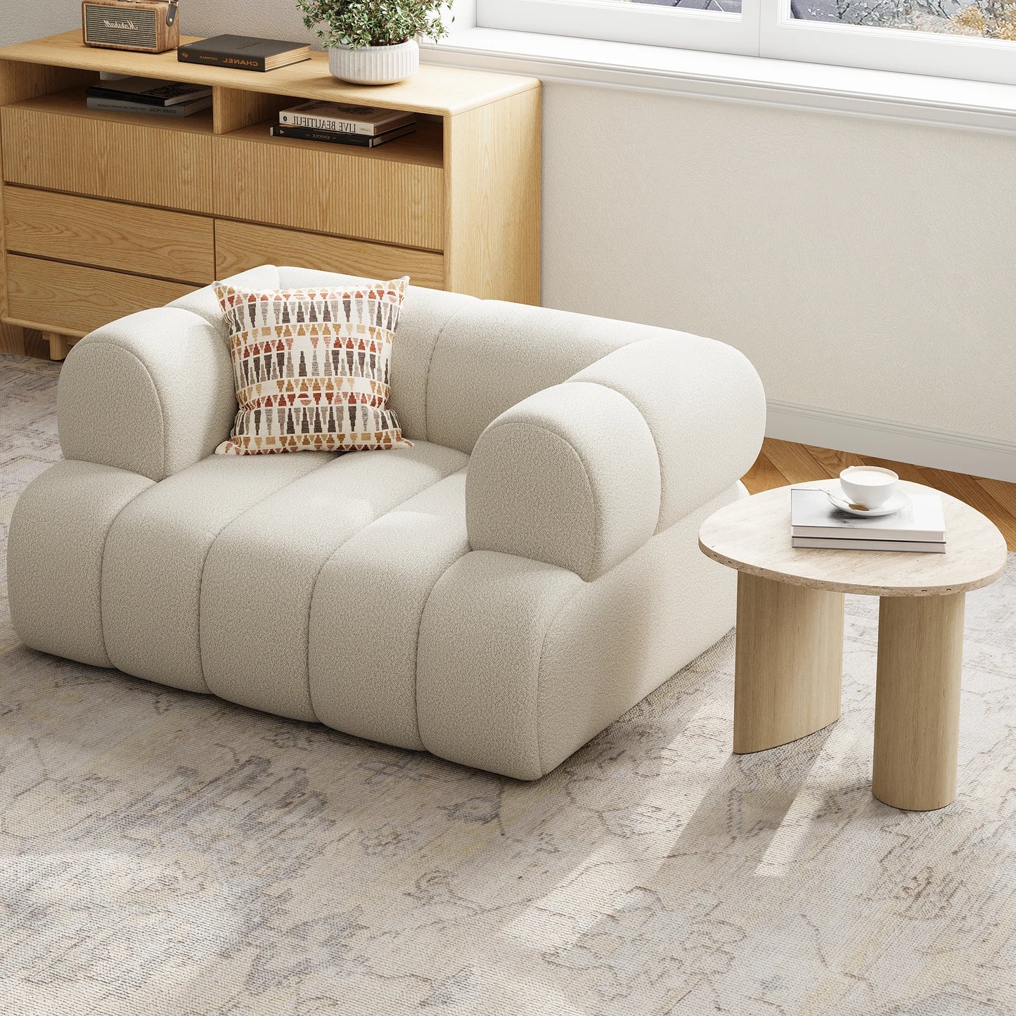 Abstract Travertine Natural Side Table