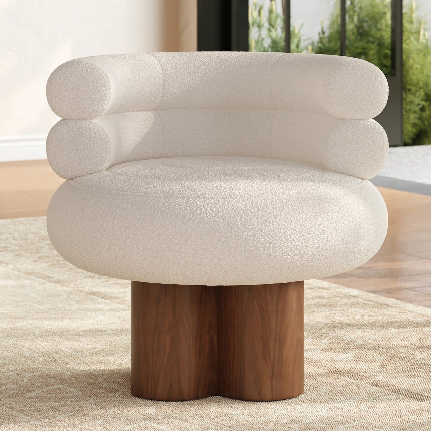 Swivel Boucle Barrel Accent Chair