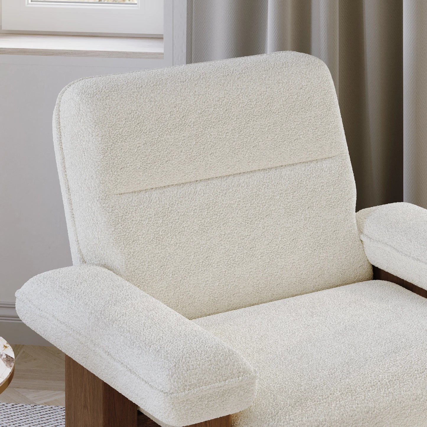 Solid Wood Boucle Accent Chair