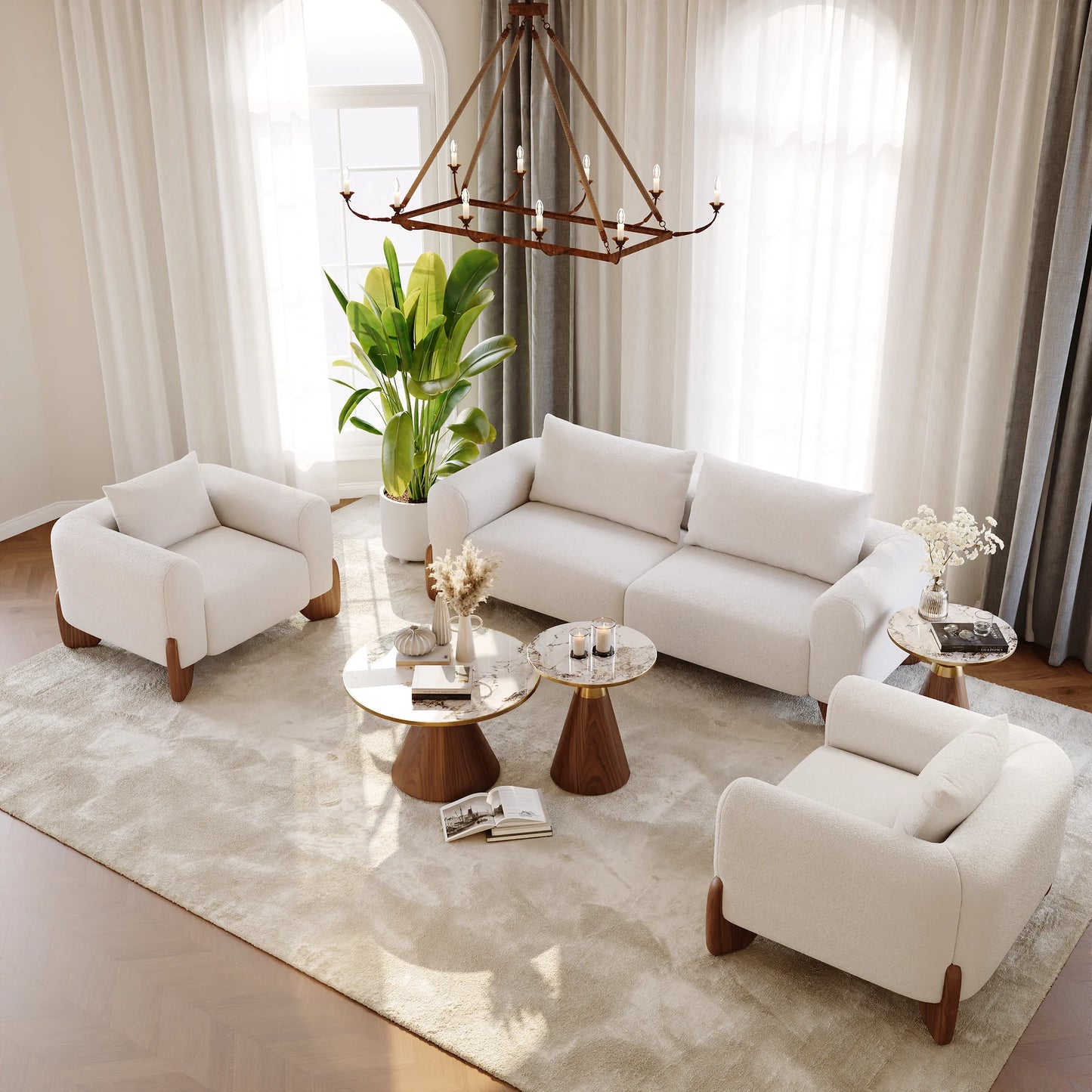 Round Walnut End Table