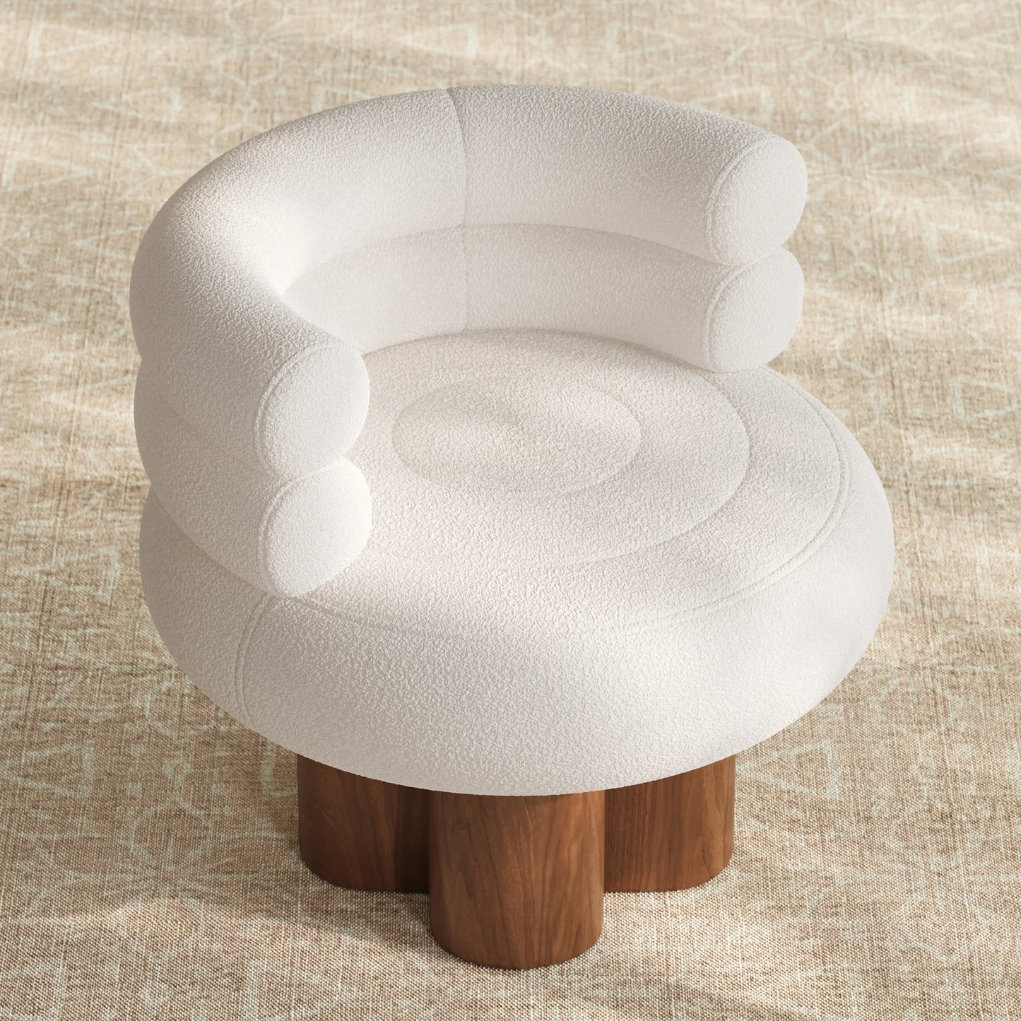 Swivel Boucle Barrel Accent Chair