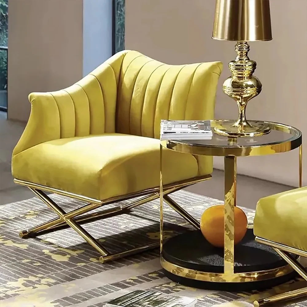 Yellow Velvet Accent Chair
