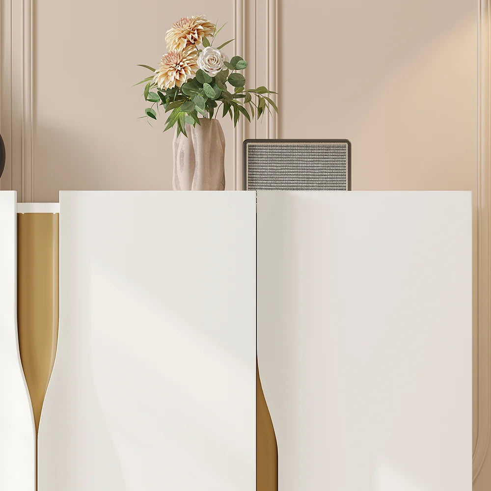 Modern White Curved Sideboard Buffet