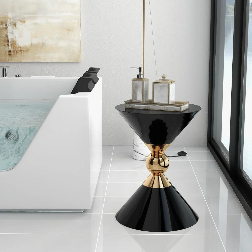 Modern Round Black End Side Table