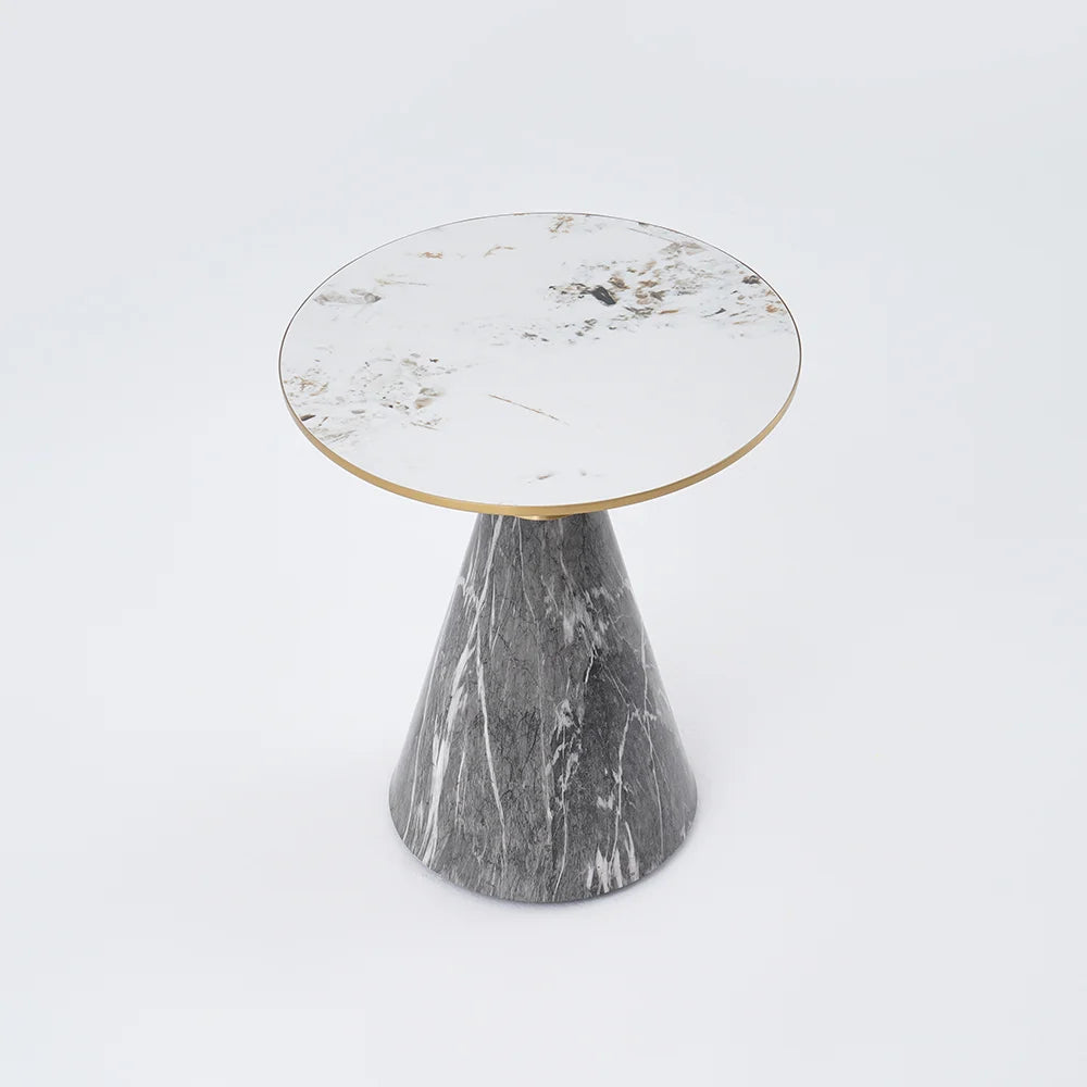 Gray & Gold Hourglass-Shape End Side Table