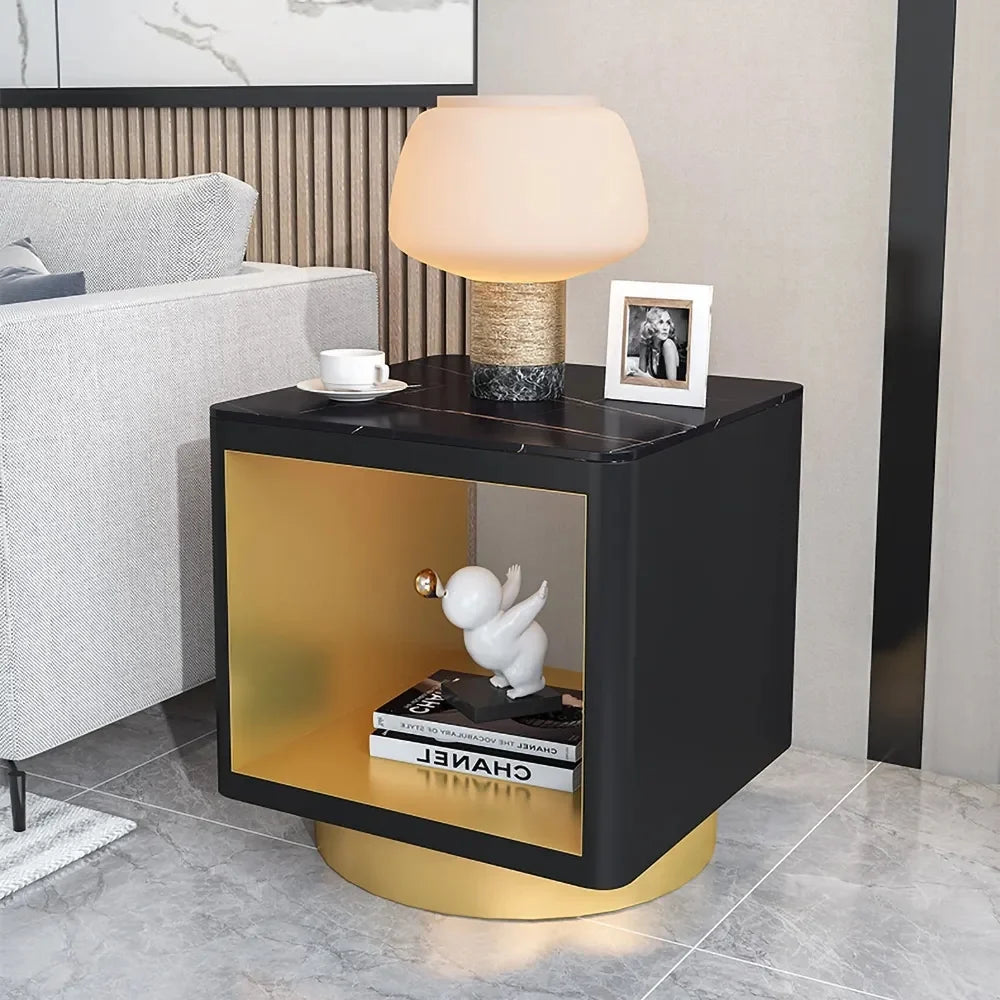Modern Hollow Cube Black Side Table