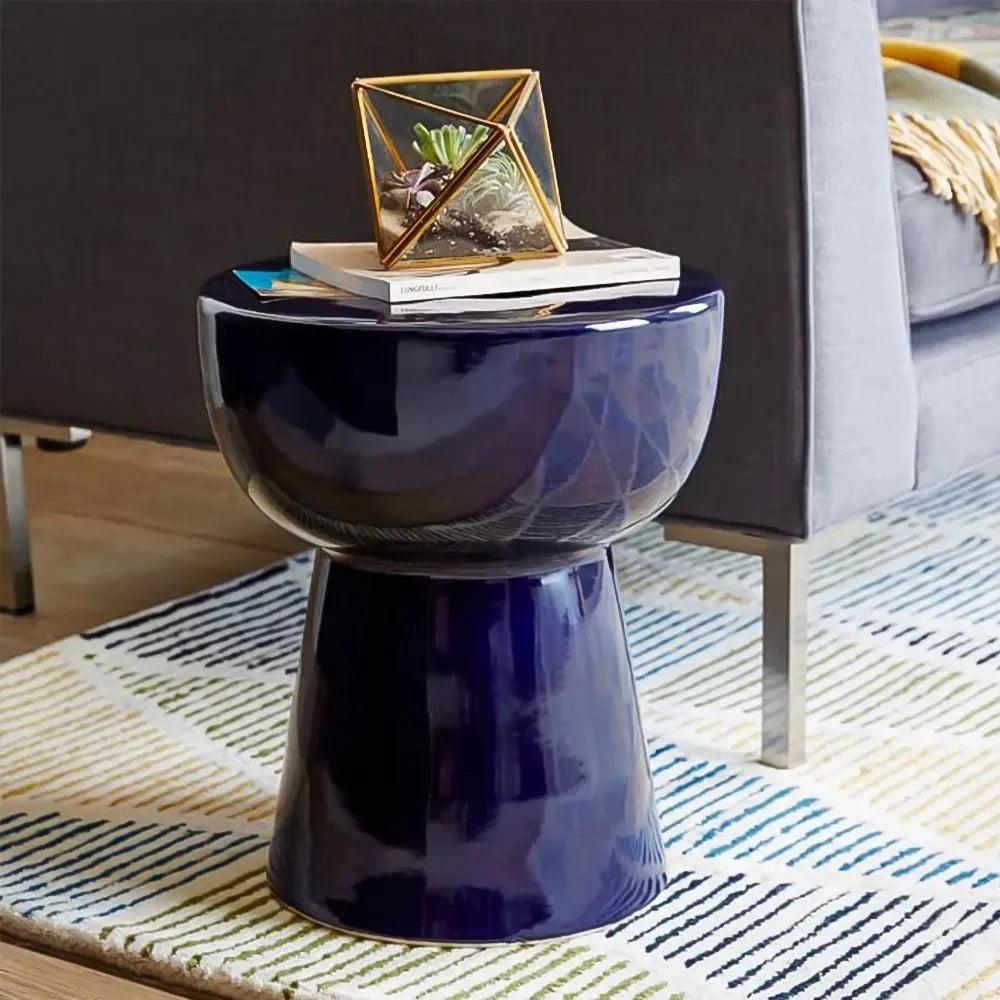 Blue Modern Round End SideTable