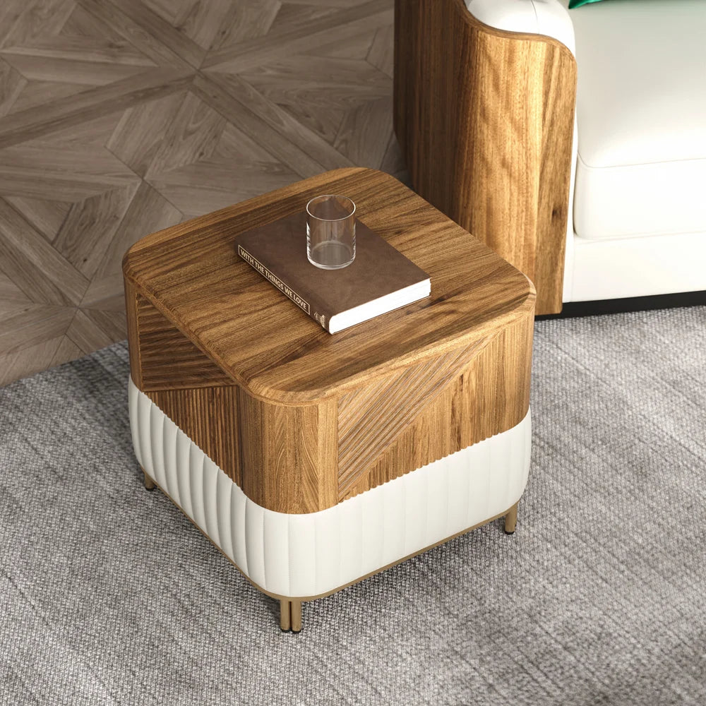 Modern Walnut Wood Narrow Side Table