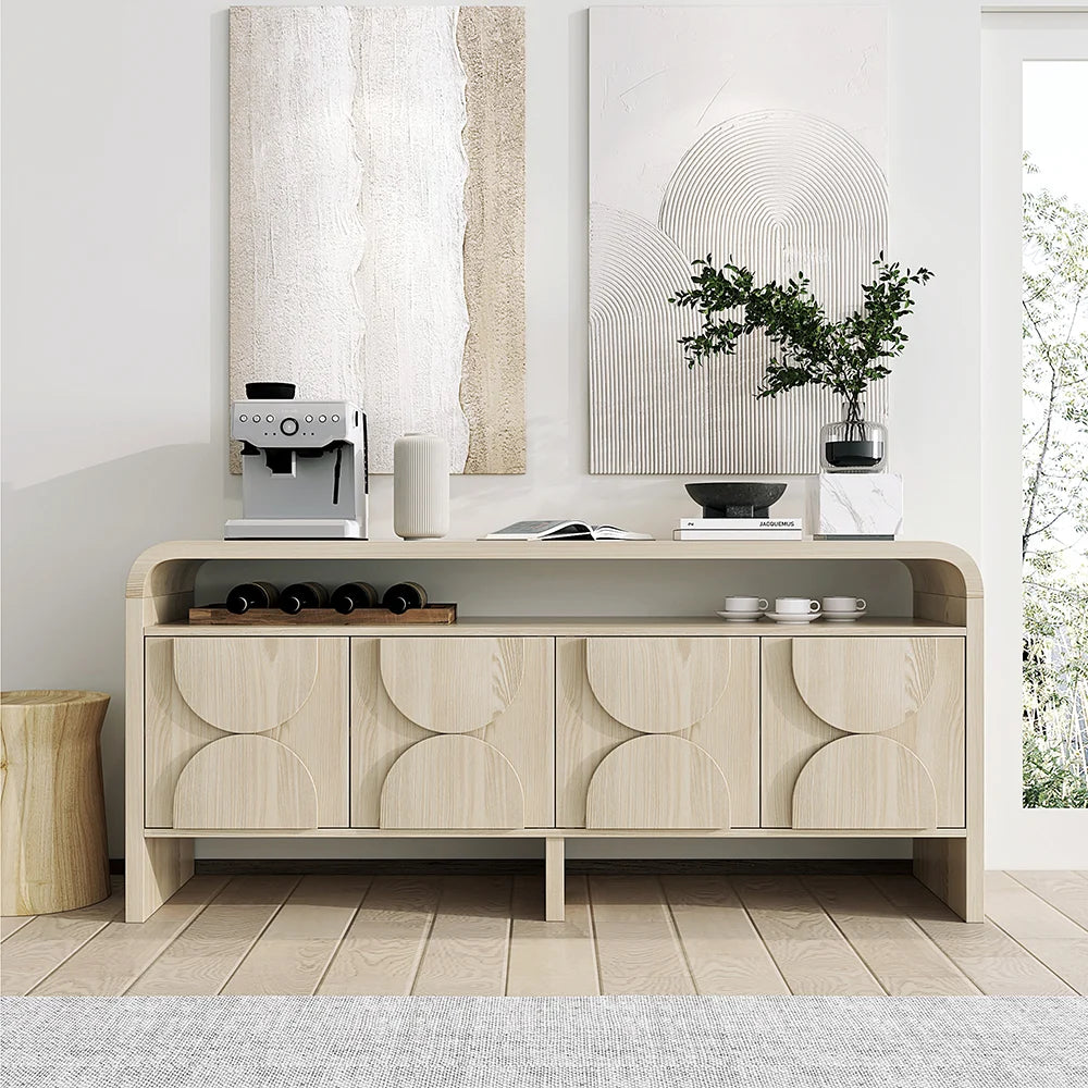 Japandi Distressed Wood Sideboard Buffet