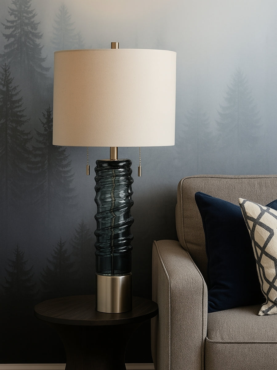 Guildford swirl twins pull chain table lamp / Pair