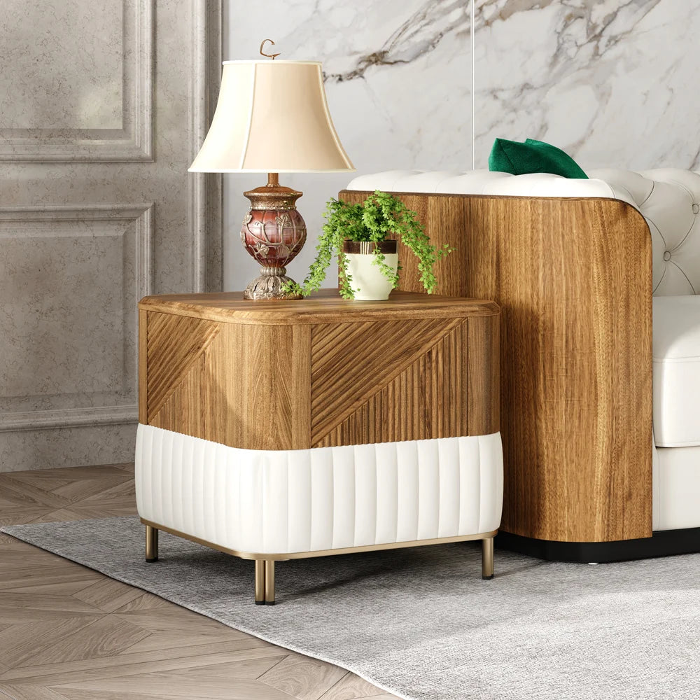 Modern Walnut Wood Narrow Side Table