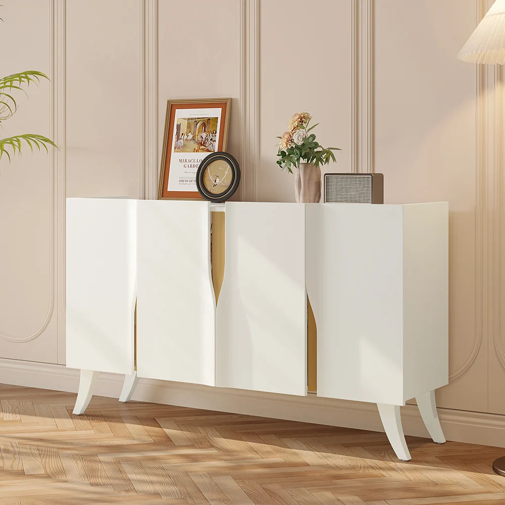 Modern White Curved Sideboard Buffet